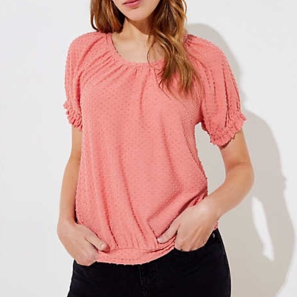 LOFT Tops - New! Loft Textured Dot Smocked Top in Blush